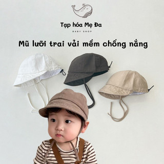 Nón Mũ lưỡi trai vải mềm có quai cột vành rộng chống nắng cho bé từ 6 tháng đến 3 tuổi phong cách Hàn Quốc