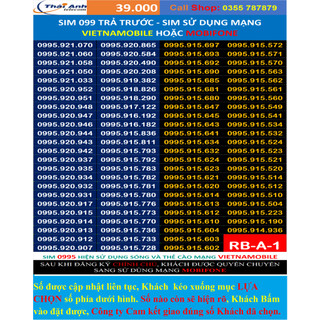 Sim 0995 sử dụng mạng Vietnamobile hoặc Chuyển Mạng MobiFone, Sim trả trước, Chuyển mạng đơn giản, Vào tên Chính chủ