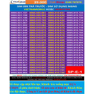 Sim 0995 sử dụng mạng Vietnamobile hoặc Chuyển Mạng MobiFone, Sim trả trước, Chuyển mạng đơn giản, Vào tên Chính chủ