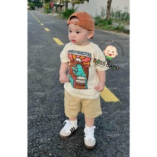 BỘ KHỦNG LONG CỘC TAY QUẦN KAKI BE CHO BÉ
