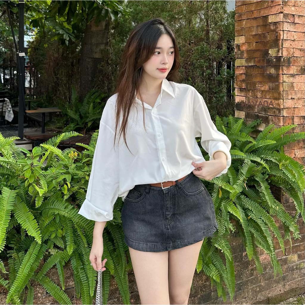 Áo sơ mi lụa dài tay freesize nhiều màu pastel MAILYLY STORE, áo sơ mi basic trơn dáng dài form rộng | BigBuy360 - bigbuy360.vn