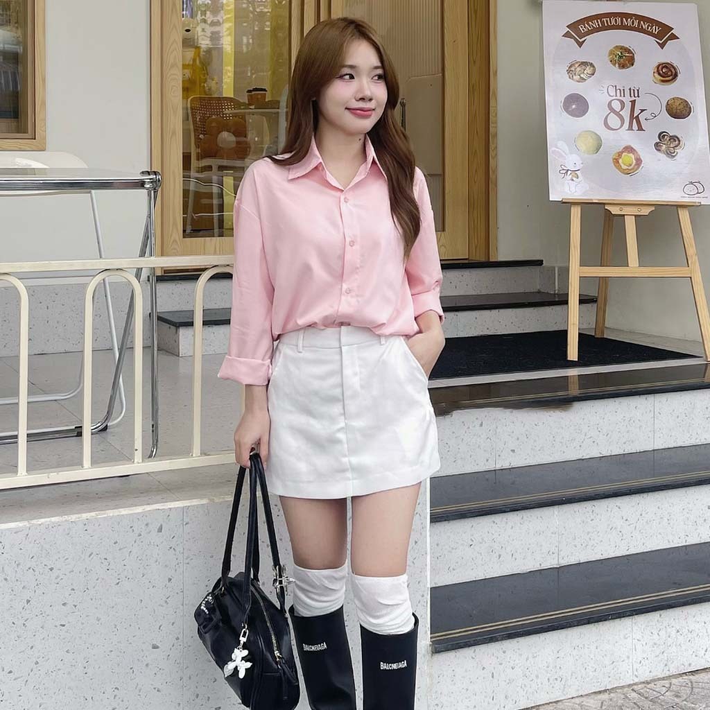 Áo sơ mi lụa dài tay freesize nhiều màu pastel MAILYLY STORE, áo sơ mi basic trơn dáng dài form rộng | BigBuy360 - bigbuy360.vn