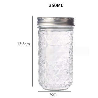 Hũ thuỷ tinh mứt jd kim cương nắp nhôm 350ml