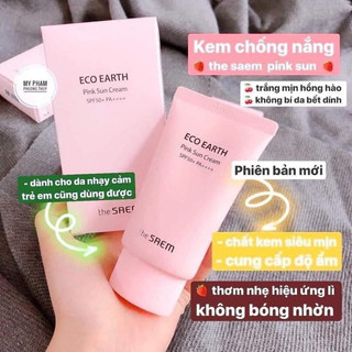 Kem Chống Nắng The SAEM Eco Earth Power Pink Sun Cream SPF50+ PA++++ 50g Hàng Quốc