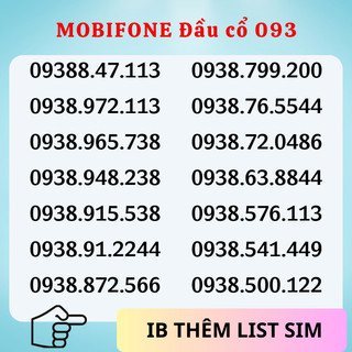 Sim Mobifone số đẹp trả trước, giá rẻ, Đầu số 093 dễ nhớ