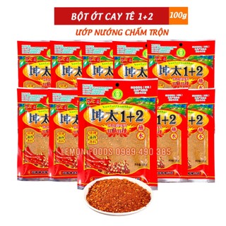 Combo 10 gói Bột ớt trộn 1+2 chấm lạp xưởng nướng đá - Bột ớt cay tê, ướp đồ chiên nướng, rắc trộn đồ ăn - Gói 100g