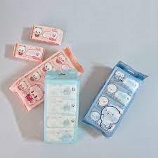 Khăn ướt mini set 8 túi #màu hồng + xanh