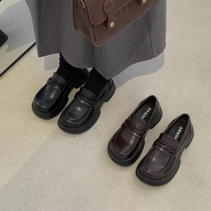 Giày loafer quai xoắn basic da lì da lì đế mềm êm phối đai xoắn giày lolita phong cách Hàn Quốc giày đốc oxford nữ 8812