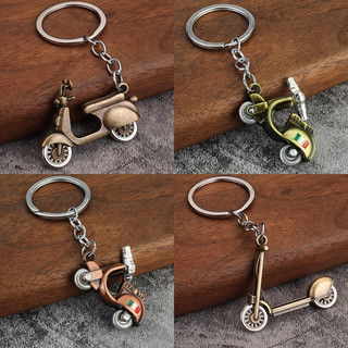Móc khóa xe VESPA Ý, mô hình xe SCOOTER, CUXI kim loại, còng, CUP mô phỏng chi tiết, sắc nét, bánh xe xoay được