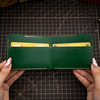 Ví mini thủ công đơn giản - Đồ da Handmade - Màu xanh lá