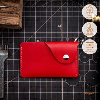 VÍ DA MÀU HANDMADE MÀU ĐỎ - ĐỒ DA CAO CẤP NHẬP KHẨU - VÍ DA MINI