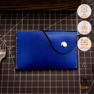 Ví đựng thẻ mini - Da bò nhập khẩu - Đồ da Handmade - Màu xanh côban