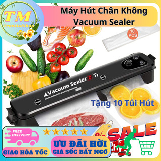 Máy Hút Chân Không Thực Phẩm Kèm Hàn Miệng Túi Vacuum Sealer ( tặng 10 túi hút )-Bảo hành 12 tháng