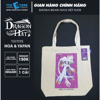 Túi tote vải canvas Dragon on Hat phiên bản Hoa và rồng trắng Yapan, kích thước 360x370x110mm, SL 1 cái