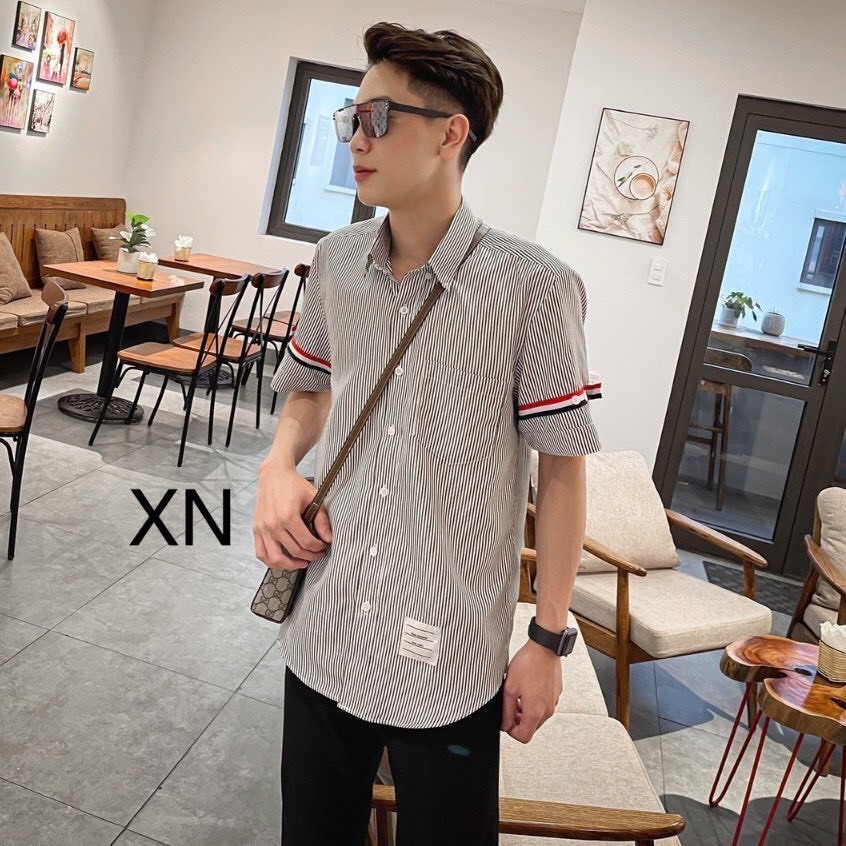 Áo sơ mi nữ tay ngắn và tay dài kẻ đỏ ngang thời trang chất mịn đẹp, thời trang cá tính, thời trang công sở | BigBuy360 - bigbuy360.vn