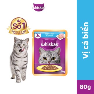 [Quà tặng không bán] Thức ăn mèo lớn Whiskas vị cá biển dạng túi 80g