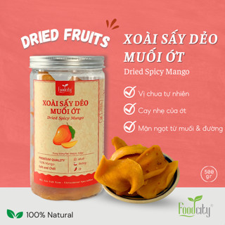 Xoài sấy dẻo muối ớt hũ 500gr nguyên miếng không sơ, chua cay vị tự nhiên - Food City Việt Nam