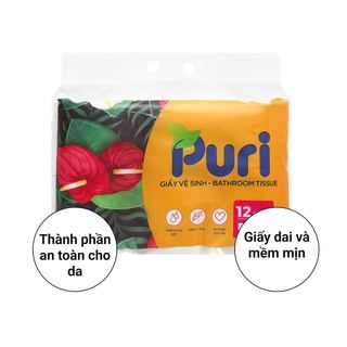 Giấy vệ sinh puri lốc 12 cuộn - 2 lớp - 21m