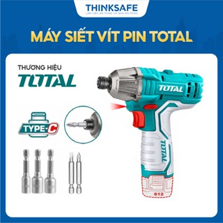 Máy siết vít pin Total mini 12V đầu lục giác 1/4, mô men xoắn 100 Nm, kèm 2 pin 1.5Ah Máy bắn vít chính hãng - Thinksafe