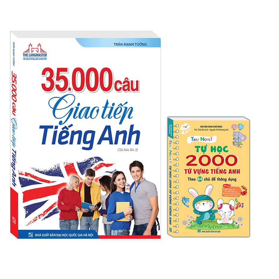 Sách - combo 2c - 35000 câu giao tiếp tiếng Anh(bìa mềm) + TAKE NOTE  Tự học 2000 từ vựng tiếng anh