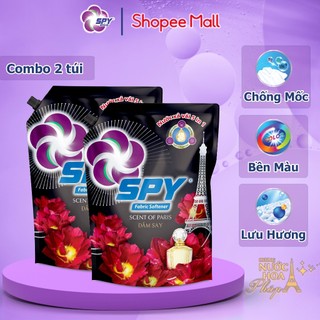 (New) Combo 2 túi nước Xả Vải SPY hương Đắm Say 1200ml chống mốc, công nghệ hạt lưu hương, bền màu, ngừa mùi hôi