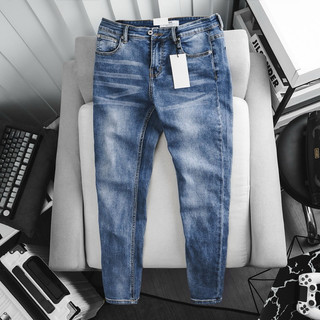 Quần bò nam xanh dương nhạt dáng ôm slim chất jean co giãn VNXK cao cấp