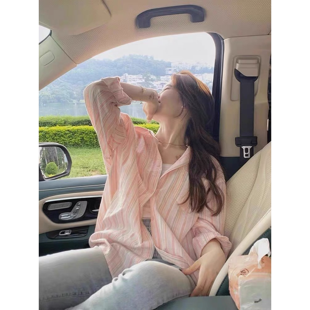 Áo Sơ Mi Nữ Dài Tay Kẻ Sọc Phối Màu, Áo Sơ Mi Hàn Quốc Siêu Năng Động Cá Tính Trẻ Trung | BigBuy360 - bigbuy360.vn