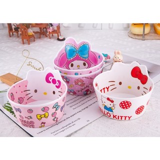 🌸tô bát 3d đáy vuông hello kitty & friends