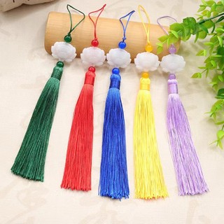 Dây tua rua liên hoa ngọc bội hoa sen, tua rua dài 24cm , móc khóa cổ trang màu đỏ