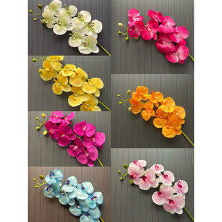 Hoa giả-Hoa lụa- Cành lan hồ điệp 8con - Lan hồ điệp vải lụa