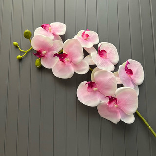 Hoa giả-Hoa lụa- Cành lan hồ điệp 8con - Lan hồ điệp vải lụa