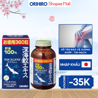 Dầu gan cá mập Orihiro Squalene Nhật Bản hỗ trợ tim mạch, xương khớp và thị lực khỏe mạnh lọ 360 viên