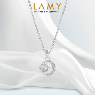 Dây chuyền bạc CDE mặt trăng đính đá Sparkling Moonie Necklace Silver CDE6078SV - Dây chuyền nữ bạc ta