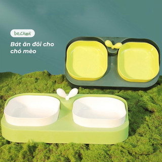 Bát ăn đôi cho mèo khay ăn đôi cho chó mèo BECHON