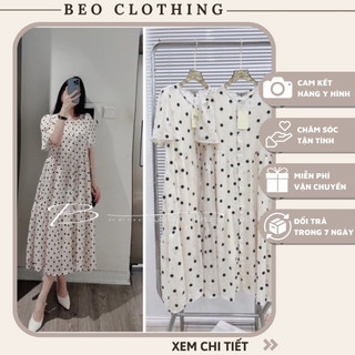  Váy bầu,Đầm bầu,Váy babydoll suông dài hoạ tiết chấm bi,chất liệu voan tơ mềm mịn không nhăn nhàu 