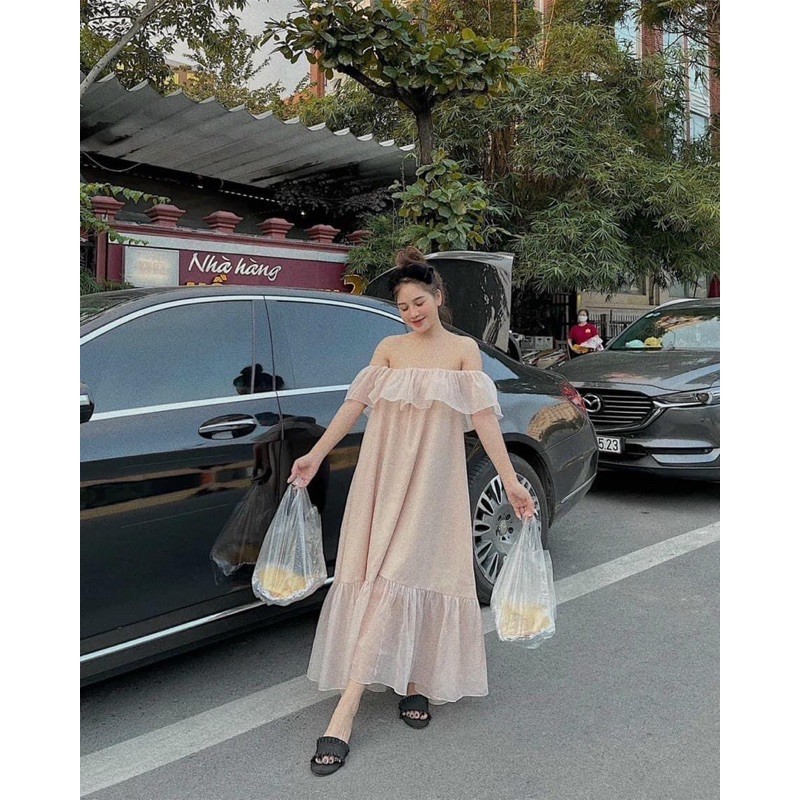 [Siêu Hot] Váy Maxi Bèo Trễ Vai 5 Màu Siu Xinh Có Ảnh Thật dành cho nàng bánh bèo, tiểu thư, thời trang đi chơi đi biển | BigBuy360 - bigbuy360.vn