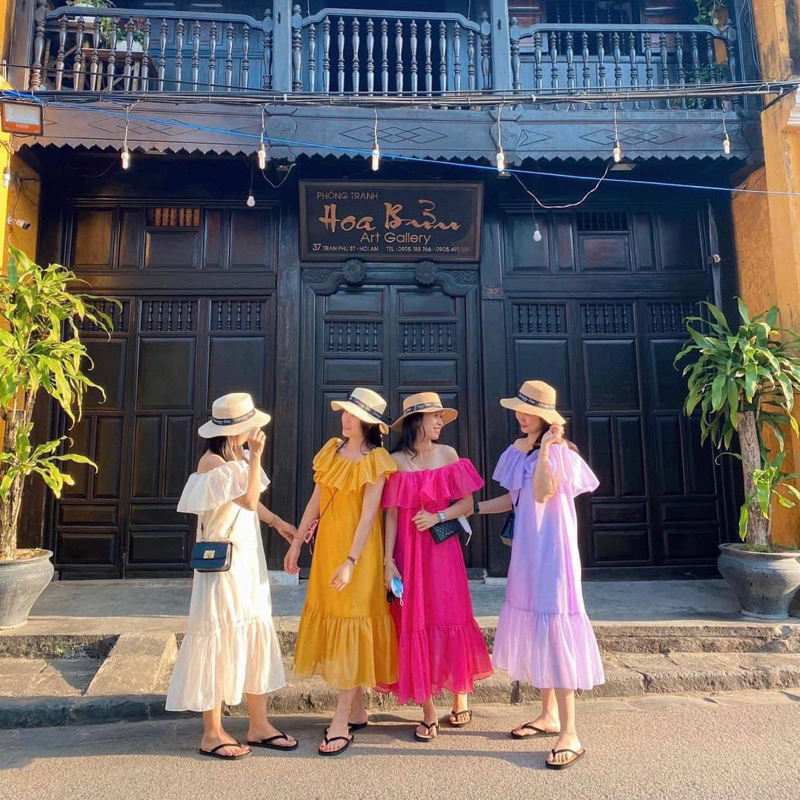 [Siêu Hot] Váy Maxi Bèo Trễ Vai 5 Màu Siu Xinh Có Ảnh Thật dành cho nàng bánh bèo, tiểu thư, thời trang đi chơi đi biển | BigBuy360 - bigbuy360.vn