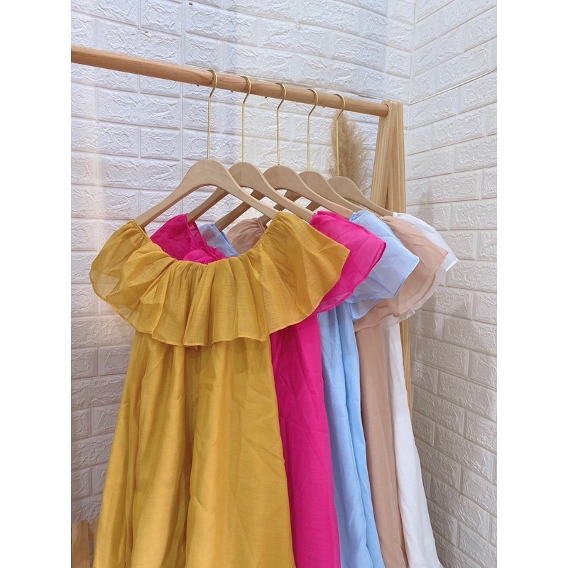 [Siêu Hot] Váy Maxi Bèo Trễ Vai 5 Màu Siu Xinh Có Ảnh Thật dành cho nàng bánh bèo, tiểu thư, thời trang đi chơi đi biển | BigBuy360 - bigbuy360.vn