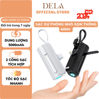 Pin Sạc Dự Phòng DELADEP Thông Minh, Tích Hợp Cổng Sạc Type C Và Lightning, Sạc Nhạnh, Nhỏ Gọn-SDP01