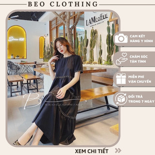 Đầm bầu,Váy bầu, váy babydoll dáng suông thiết kế phối ren chất liệu đũi cao cấp