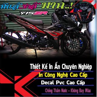 Tem lửa đỏ dán cho xe exciter 150 màu đen,tem rời,in chất liệu decal trắng 3 lớp đẹp bền