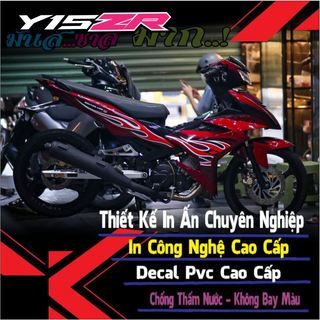 Tem lửa dán cho exciter 150 dàn áo đỏ đô,tem rời,in chất liệu decal trắng có ép keo chống bay màu