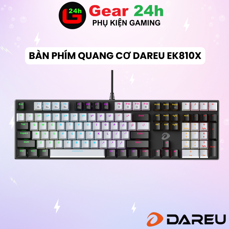 Bàn phím cơ Gaming DAREU EK810x (MULTI-LED, Blue/ Brown/ Red D switch)