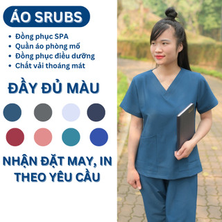 Đồng phục Spa y tế, Bộ scrubs bác sĩ Áo phẫu thuật, phòng khám, Vải Cotton Cao Cấp