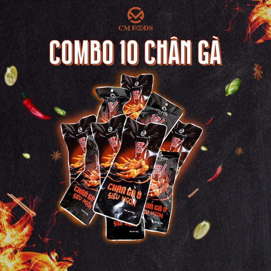 Combo 10 Cái Chân Gà Ủ Siêu Ngon CM Foods - Siêu to 45gr/cái | Ăn Vặt