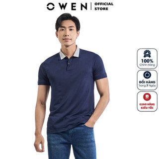 Áo thun polo nam ngắn tay cổ bẻ OWEN APT231406 phông màu xanh navy vải cotton mềm mại cao cấp form body fit tôn dáng