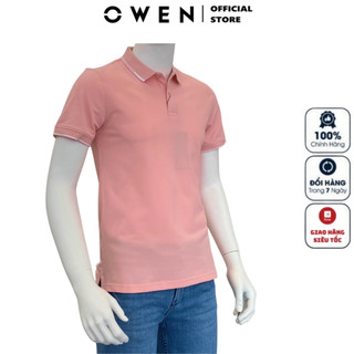 Áo thun polo nam ngắn tay cổ bẻ OWEN APV231346 phông màu hồng vải cotton mềm mại cao cấp form body fit tôn dáng