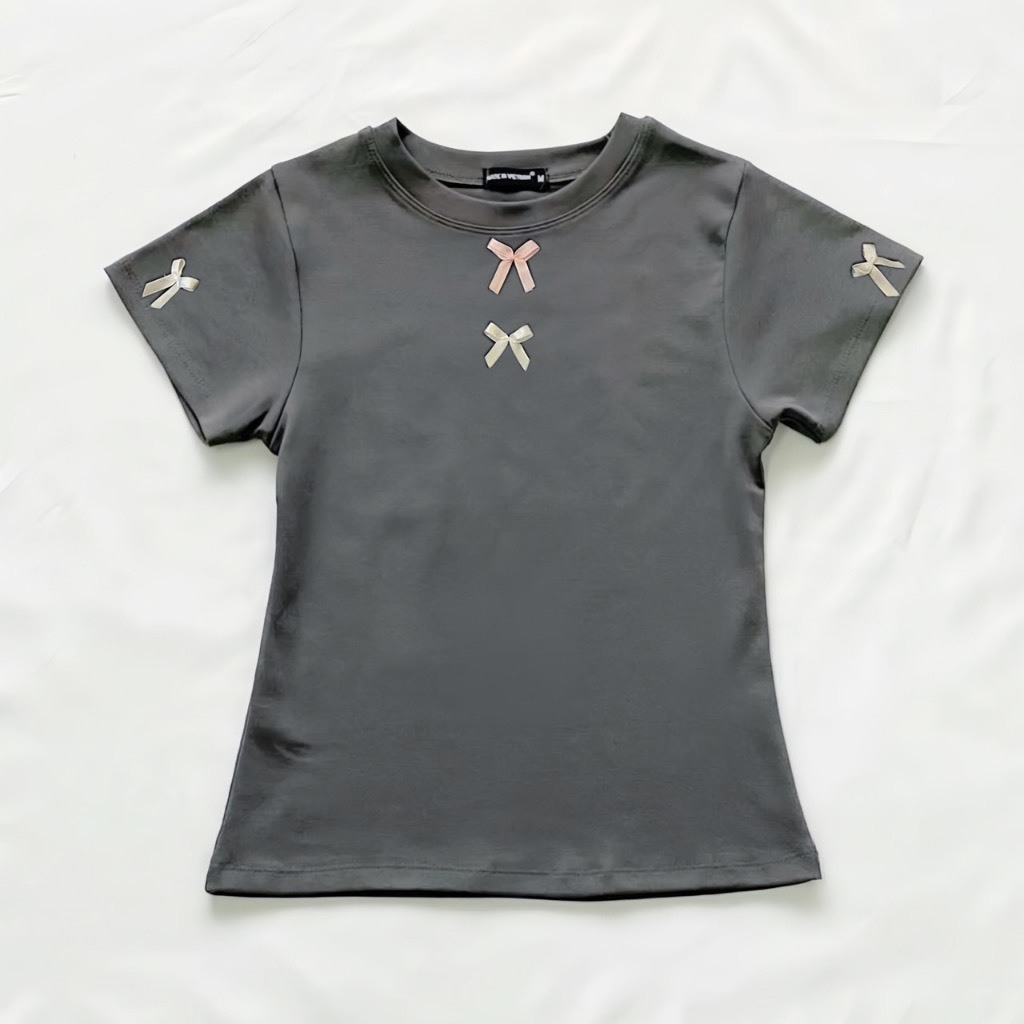 Áo Thun Đính Nơ Form Ôm Body Cho Nữ, Baby Tee Nhiều Màu Chất Cotton Dầy Dặn Mềm Mại Co Giãn Lên From Xinh MA833 | BigBuy360 - bigbuy360.vn