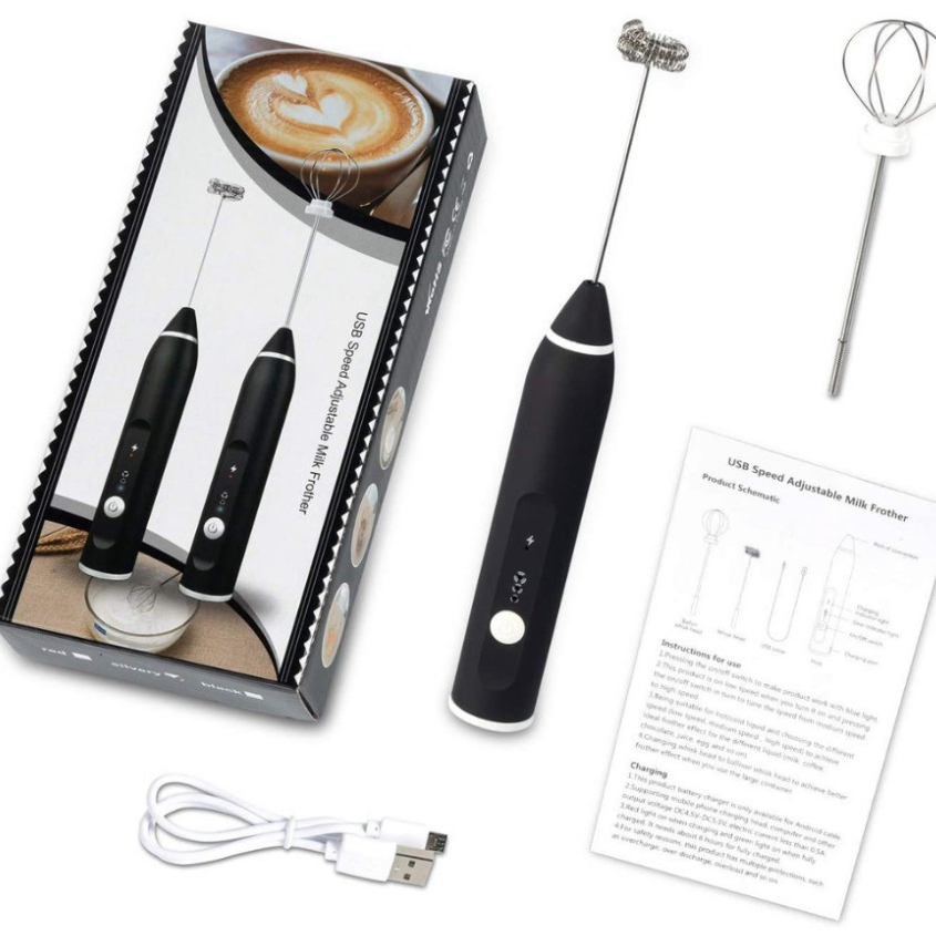 Máy tạo bọt cafe 3 tốc độ, máy đánh trứng cầm tay không giây, hỗ trợ sạc pin tiện lợi sử dụng - DidoogltHCM