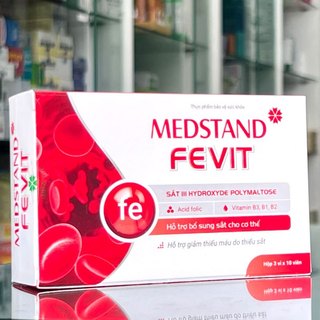 Medstand Fevit – Bổ sung sắt, acid folic, vitamin cho cơ thể, hỗ trợ quá trình tạo hồng cầu, giảm thiếu máu do sắt (30V)